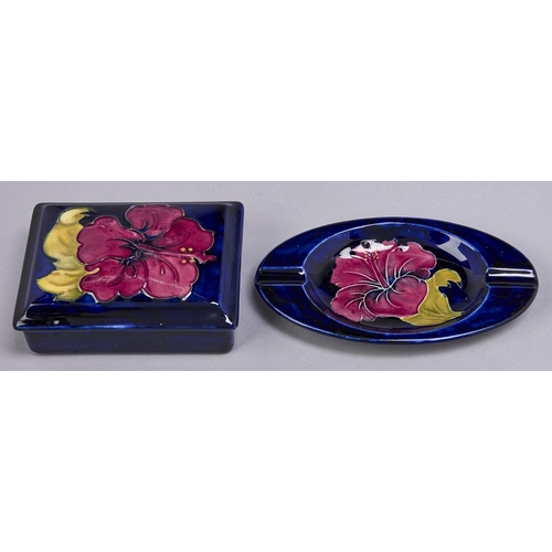 Appraisal: A Moorcroft Hibiscus box and cover and ashtray c ashtray