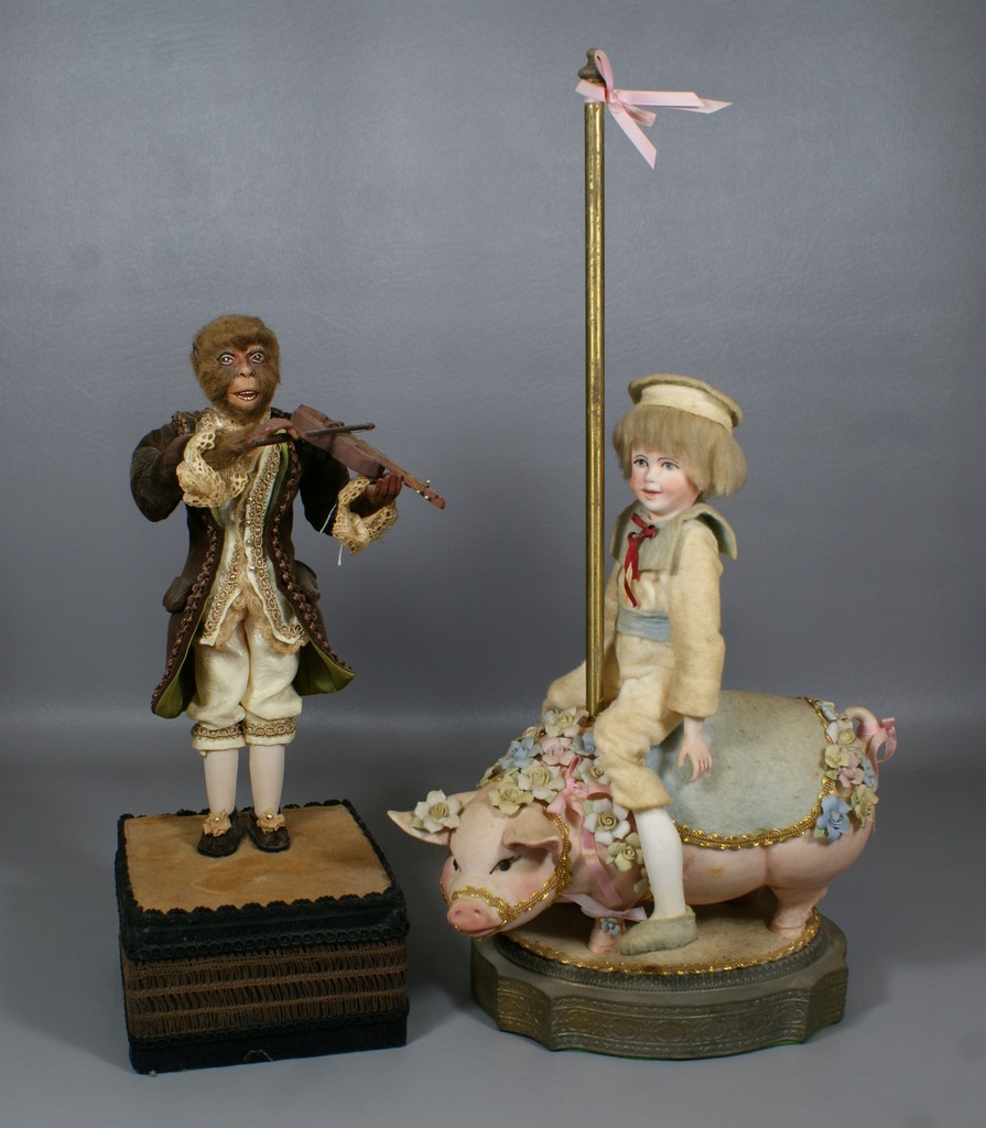 Appraisal: Artist Made Music Boxes one Mounted on Lamp Base consisting