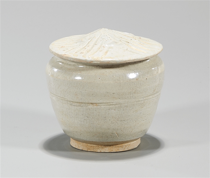 Appraisal: Chinese white glazed covered jar x approx