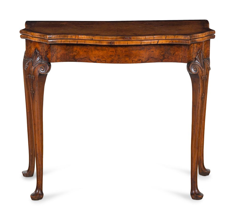 Appraisal: An Austrian Carved Burl Walnut Flip-Top Table An Austrian Carved