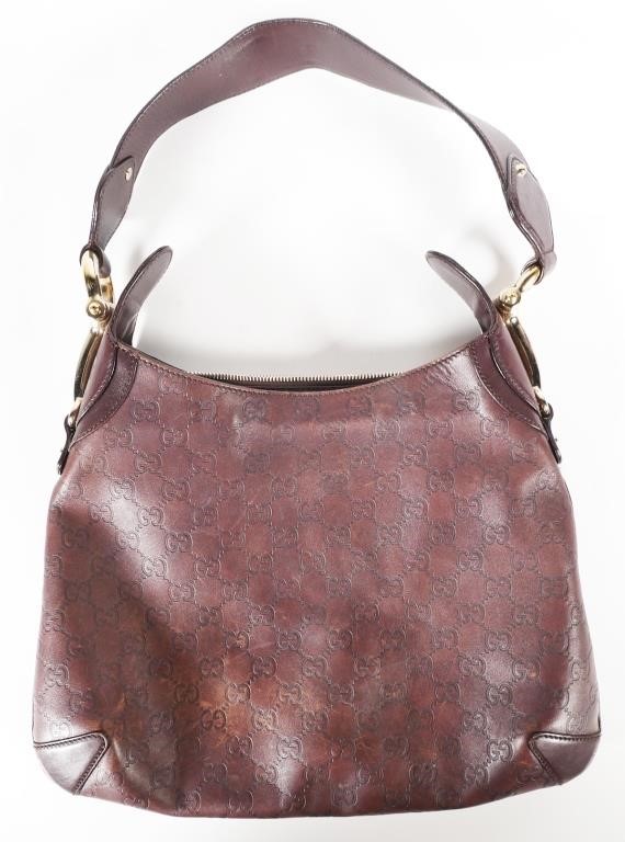 Appraisal: VTG GUCCI BROWN LEATHER HOBO HANDBAGBrown Guccissima leather Horsebit Creole