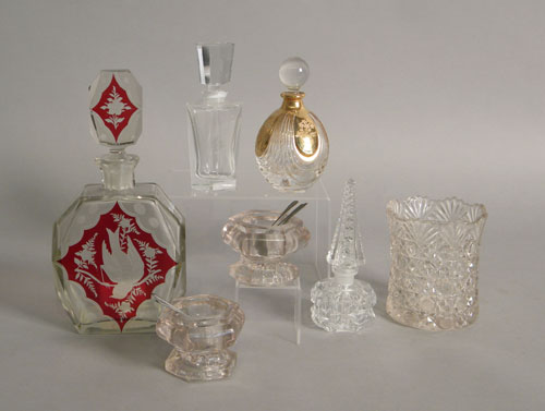 Appraisal: Seven pcs misc glass to include ruby cut to clear