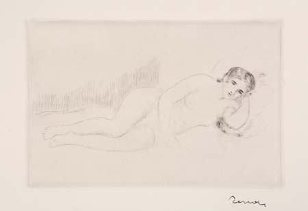 Appraisal: PIERRE-AUGUSTE RENOIR Femme nue couch tourn e droite re planche