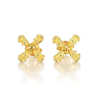 Appraisal: Tiffany Co Gold Cross Stitch Stud Earrings With a cross