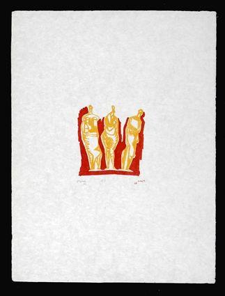 Appraisal: HENRY MOORE - THREE FIGURES Lithograph in colors x in