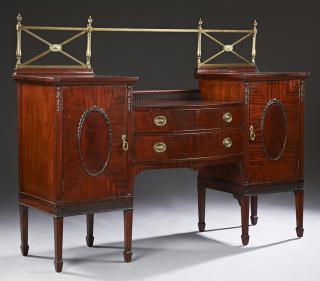 Appraisal: An Edwardian Carved Mahogany Sideboard early th c the top