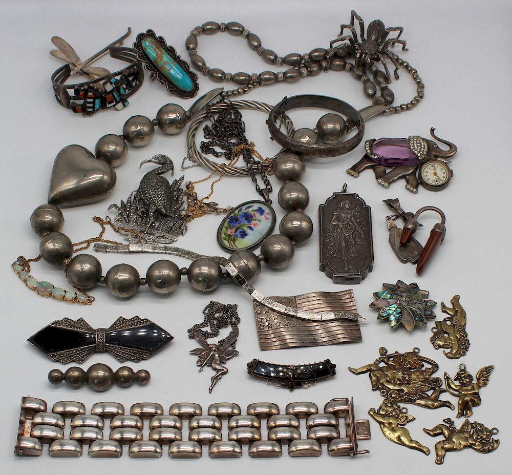 Appraisal: JEWELRY Assorted Gold and Silver Jewelry Includes a ct Art