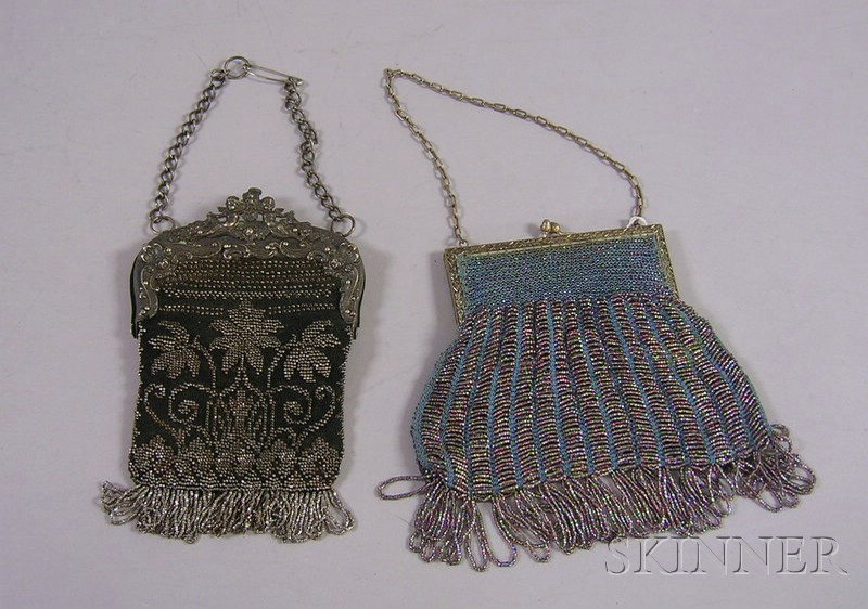 Appraisal: Two Antique Metal-framed Beaded Purses