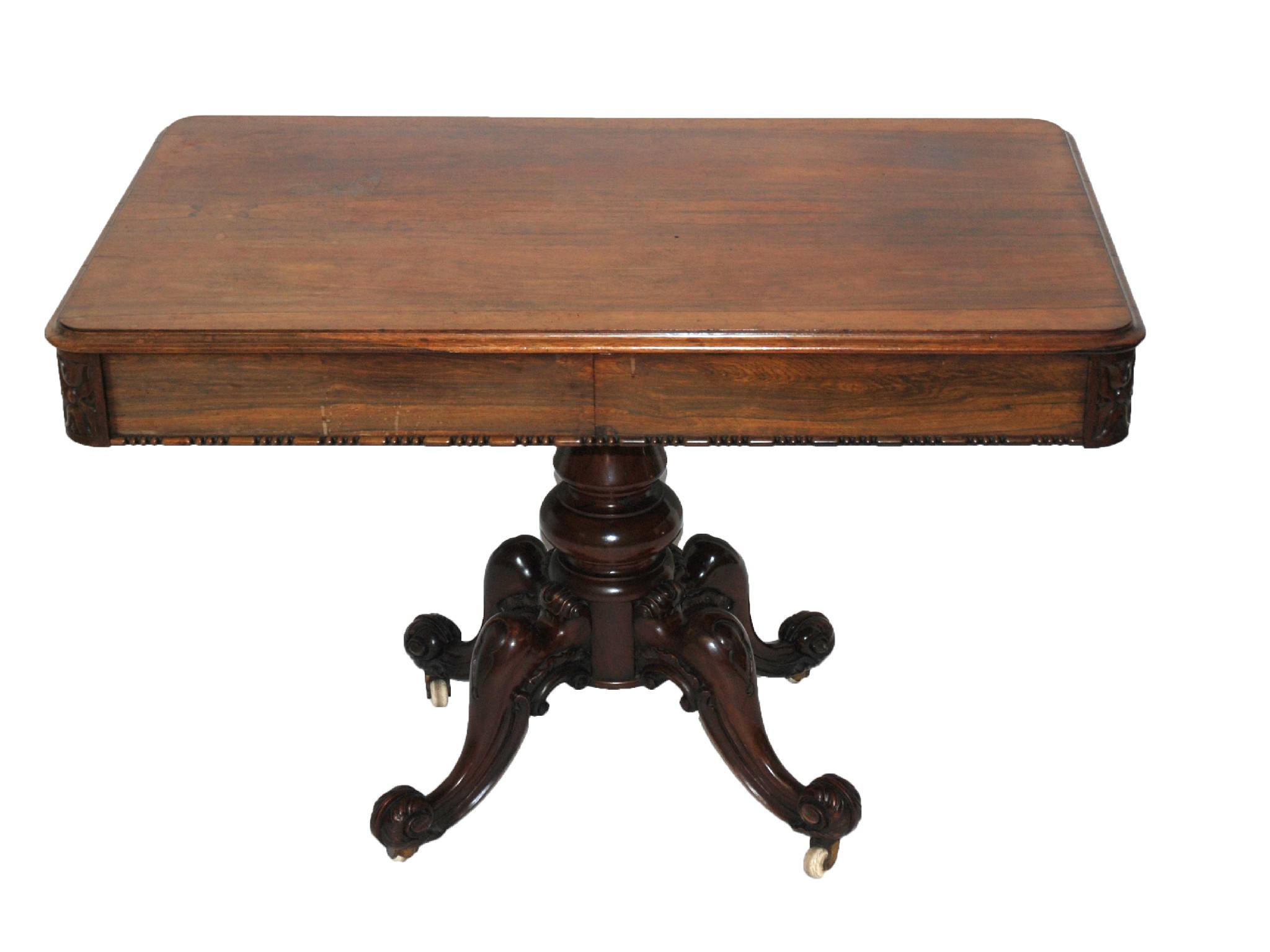 Appraisal: A Victorian rosewood side tablethe rectangular top above two drawers