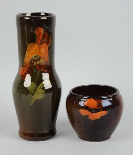 Appraisal: Lot Of Brown Glazed Vases These two vases have a