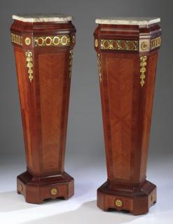 Appraisal: Parquetry and ormolu pedestals th c Pair of th century