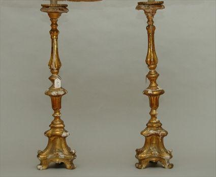 Appraisal: Two Carved and Polychrome Wooden Lamps