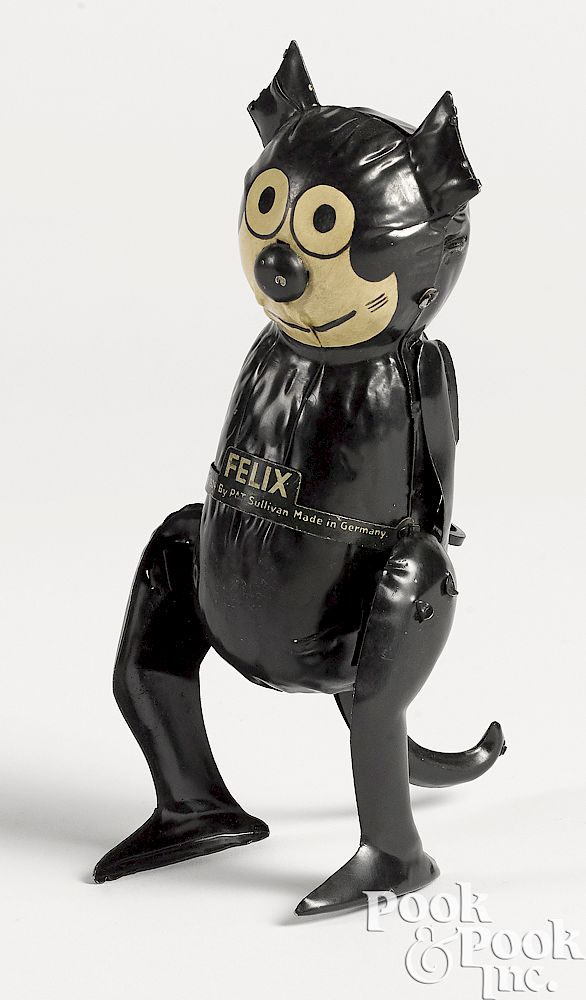 Appraisal: Gunthermann clockwork walking Felix the Cat Gunthermann painted tin clockwork