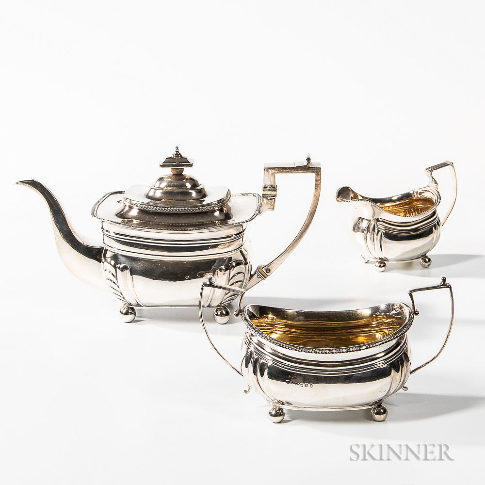 Appraisal: Three-piece George III Sterling Silver Tea Service Three-piece George III