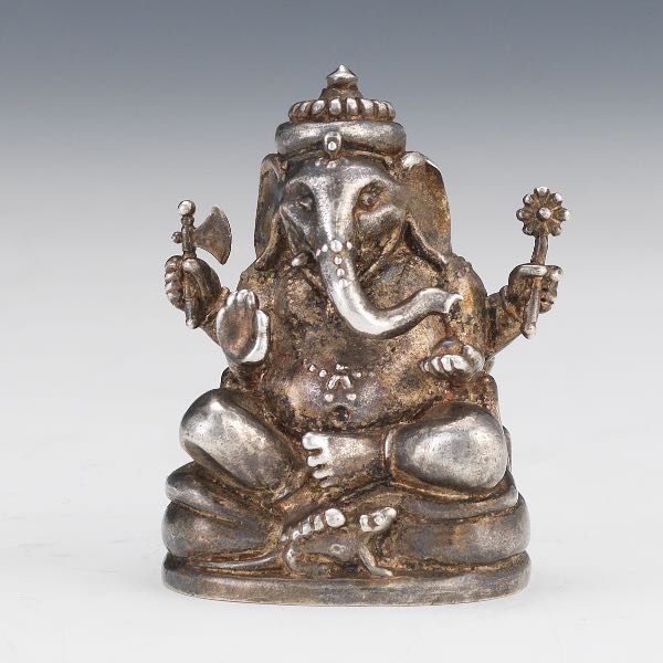 Appraisal: PERSONAL SHRINE STERLING SILVER SCULPTURE GOD GANESHA WITH THE SACRED