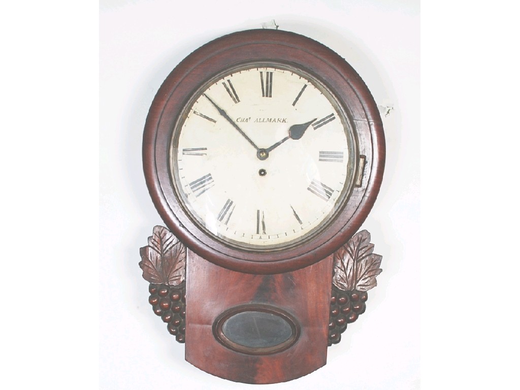 Appraisal: LATE VICTORIAN MAHOGANY DROP DIAL WALL CLOCK by Charles Allmark