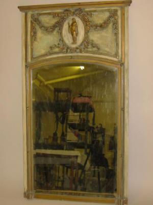 Appraisal: A FRENCH PAINTED AND GILDED PIER GLASS of oblong form