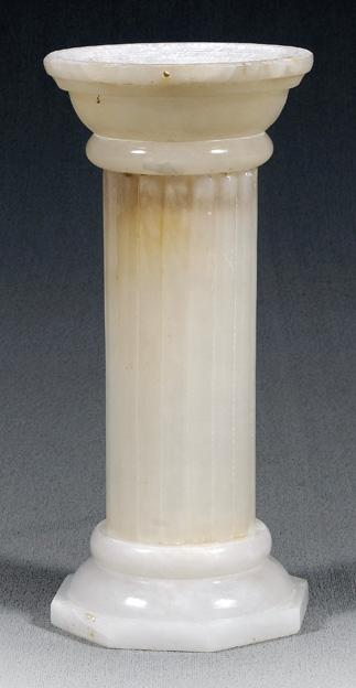 Appraisal: Column-form alabaster pedestal ivory colored low pedestal with octagonal top