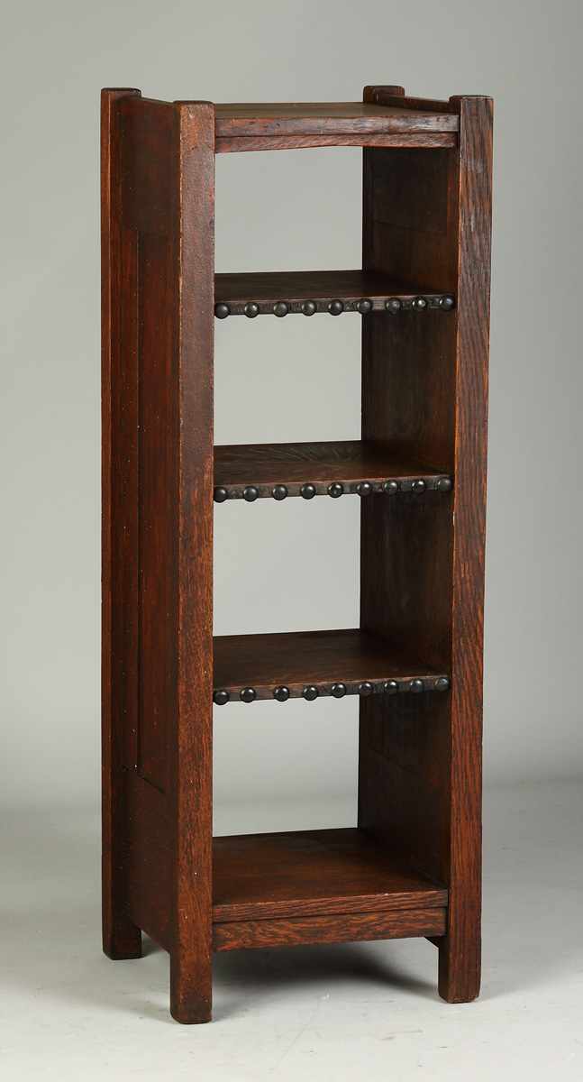 Appraisal: Gustav Stickley Oak Magazine Stand Early th cent Model paneled