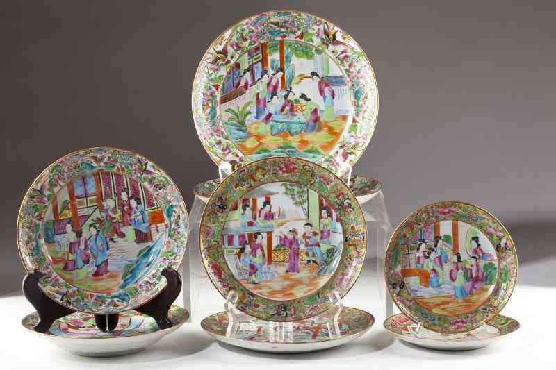 Appraisal: Group of Eight Chinese Export Plates th century decorated in