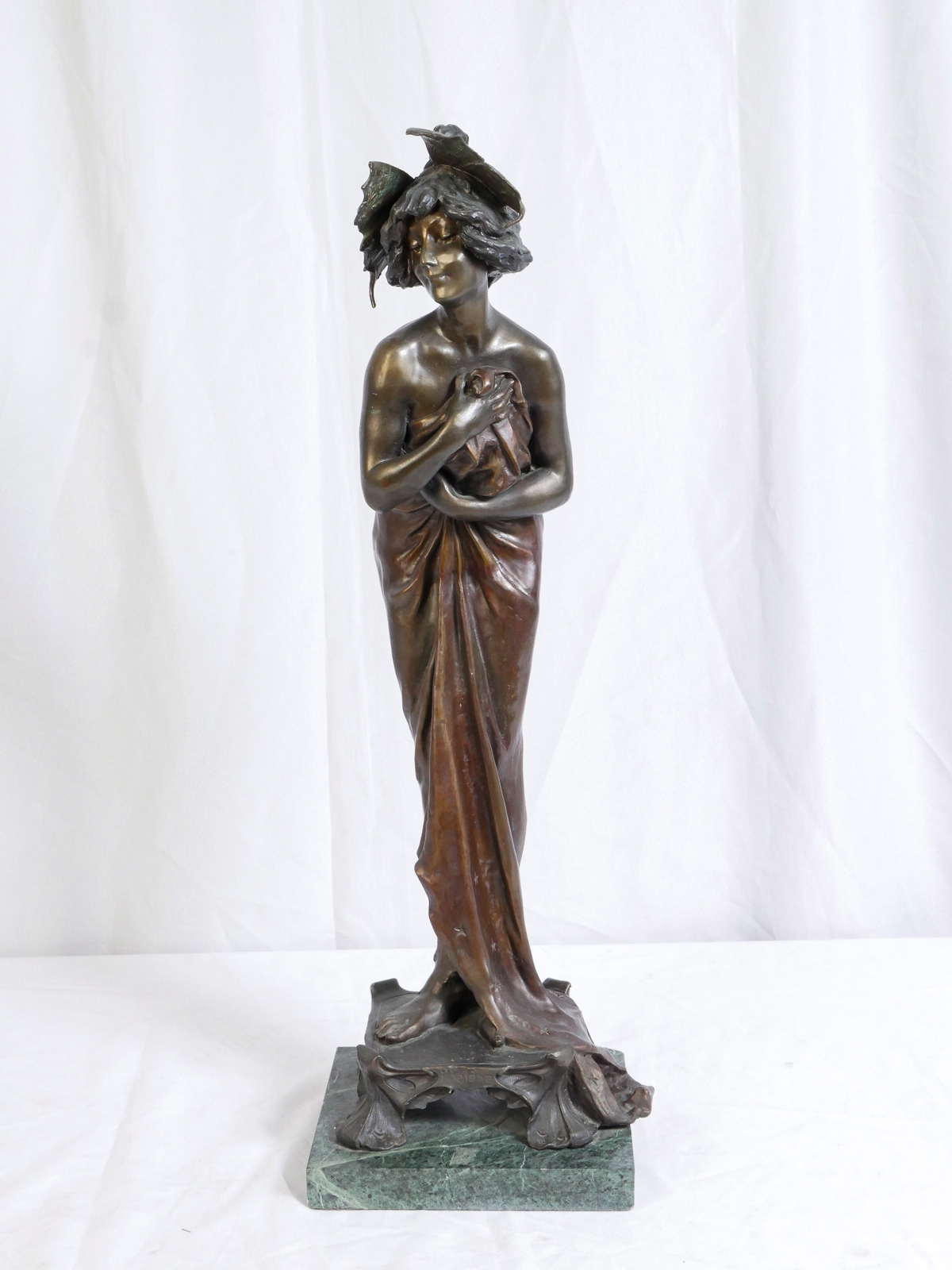 Appraisal: ART DECO STYLE PATINATED BRONZE ''PHALENE'' AFTER ALLIOT '' in