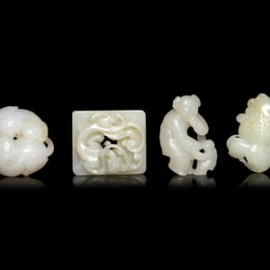 Appraisal: Four Chinese Pale Celadon and White Jade Carvings comprising a