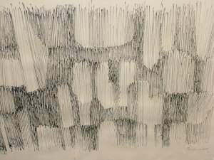 Appraisal: Serge Rezvani Iranian b - Untitled abstract composition black pen