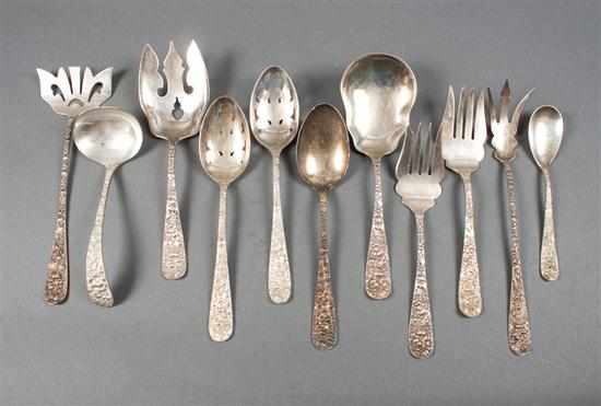 Appraisal: Eleven American sterling silver serving pieces in the ''Rose'' pattern