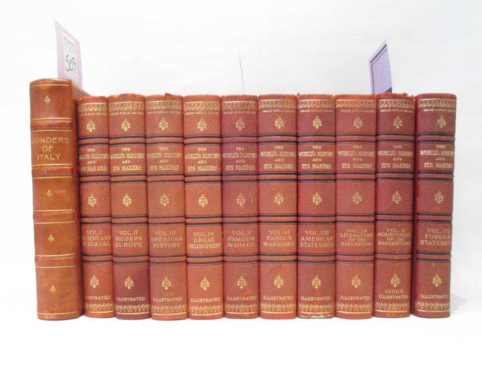 Appraisal: ELEVEN LEATHER-BOUND VOLUMES including a set of ten The World's