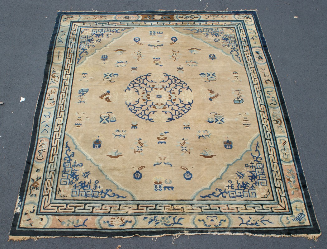 Appraisal: Center Medallion Chinese Carpet worn x