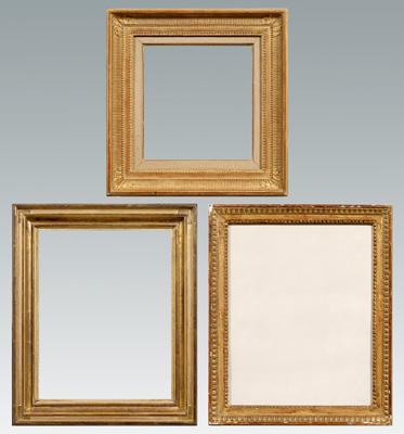 Appraisal: Three fine gilt wood frames one Louis XVI style fluted