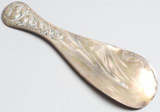 Appraisal: Sterling Silver Repousse Shoe Horn Having a repousse handle of