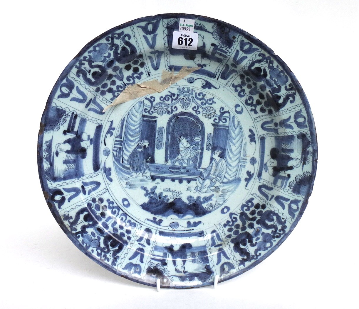 Appraisal: A Dutch Delft blue and white charger late th century