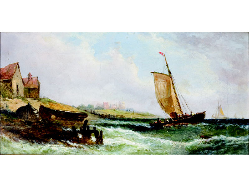 Appraisal: WILLIAM CALLCOTT KNELL BRITISH - Sailboats off the coast oil