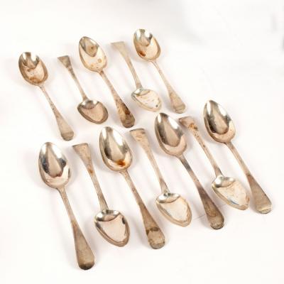 Appraisal: Twelve Old English pattern silver tablespoons nine by JH London