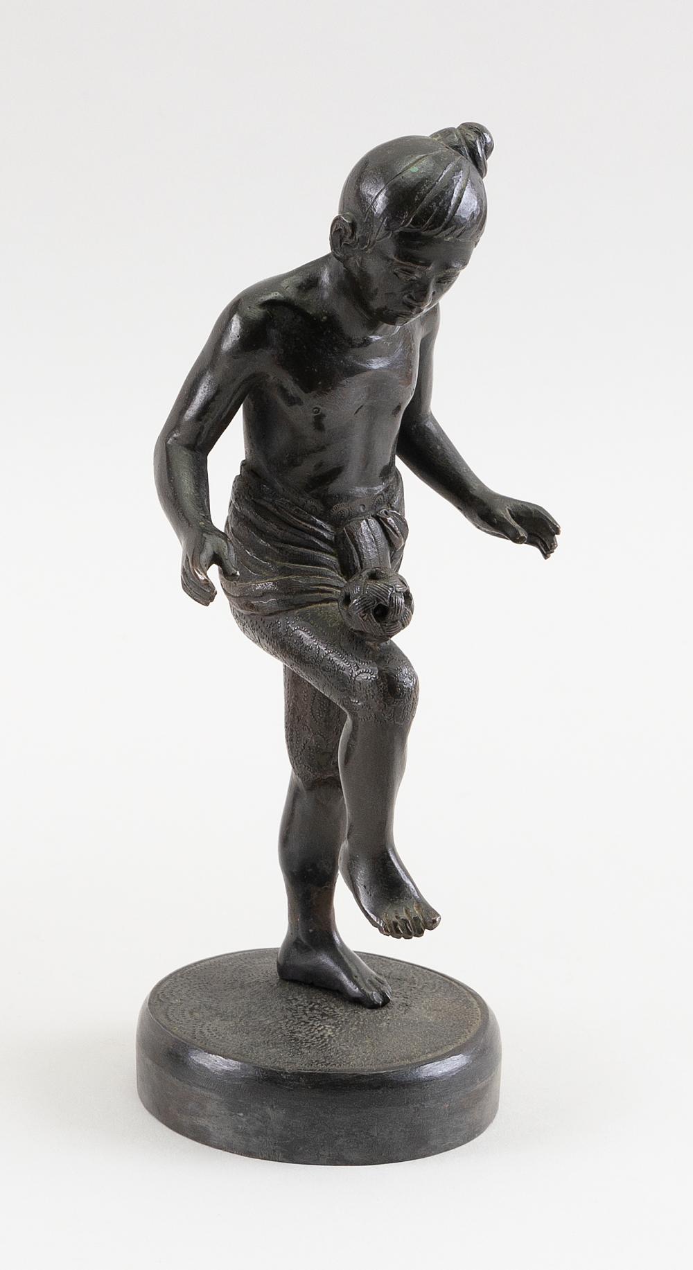 Appraisal: JAPANESE BRONZE FIGURE OF A BOY EARLY TH CENTURY HEIGHT