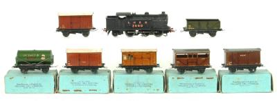 Appraisal: Pre War Hornby Dublo rolling stock and accessories comprising L