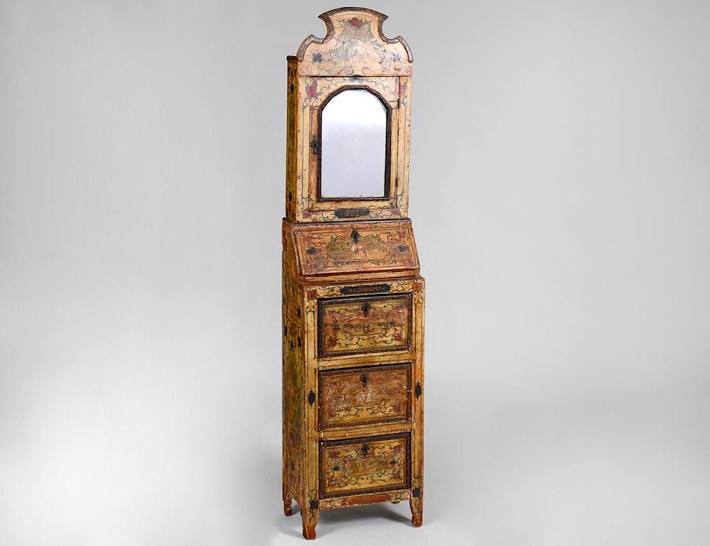 Appraisal: PROVINCIAL PAINTED PINE SECRETARY BOOKCASE Italian Late th Early th