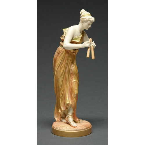 Appraisal: A Royal Worcester shot enamels figure of Music cm h