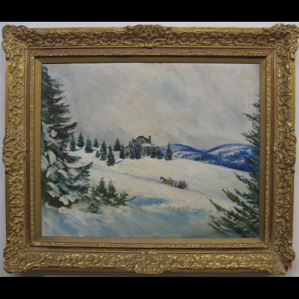 Appraisal: HEADING HOME CANADIAN SCHOOL OIL ON CARDBOARD Height - cm