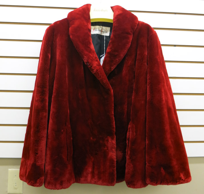 Appraisal: LADY'S SHEARED BEAVER FUR COAT dyed red fur three hook