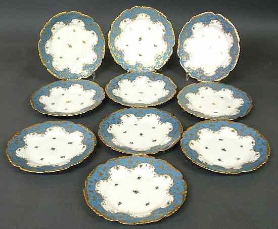 Appraisal: Set of ten Dresden porcelain blue and gilt decorated plates