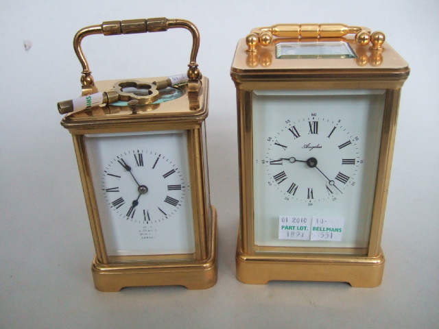 Appraisal: A gilt metal cased carriage clock by 'J Sewell London'