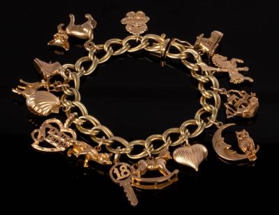 Appraisal: An Italian k yellow gold charm bracelet hung with a