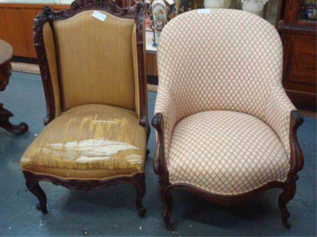 Appraisal: Carved and Upholstered Victorian Chairs From a New Rochelle home