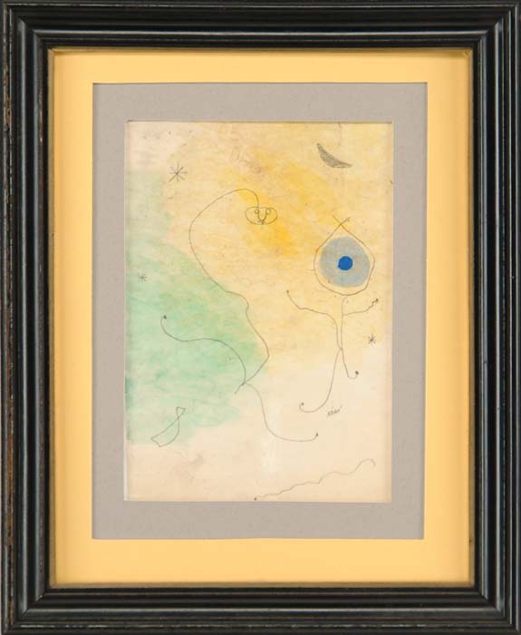 Appraisal: ATTRIBUTED TO JOAN MIRO Spanish - ABSTRACT COMPOSITION Watercolor and