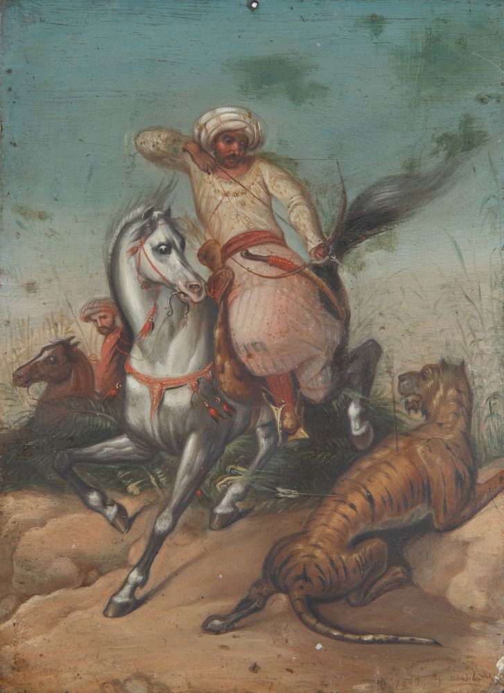 Appraisal: TH CENTURY ORIENTALIST ARTIST TH CENTURY ORIENTALIST ARTIST Tiger Hunt