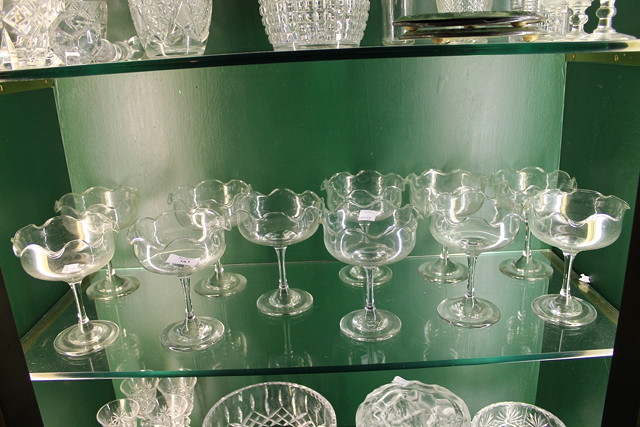 Appraisal: A SET OF ELEVEN GLASS SUNDAE DISHES each with wavy