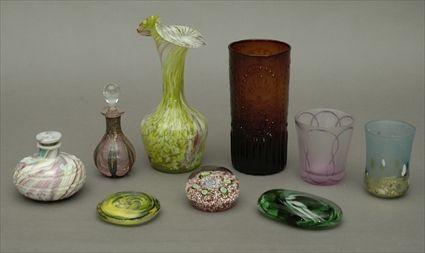 Appraisal: Six Assorted Art Glass Articles Victorian and Later Including scent