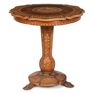 Appraisal: A Continental Marquetry Table on Claw Feet Late th Century